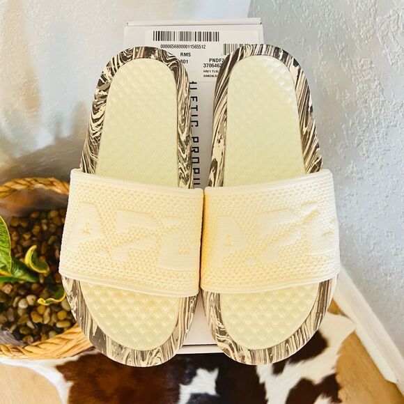 APL Women's Big Logo TechLoom Slide Sandals, Vegan, Silver Marble, Size 7‎ NWT - Picture 1 of 17